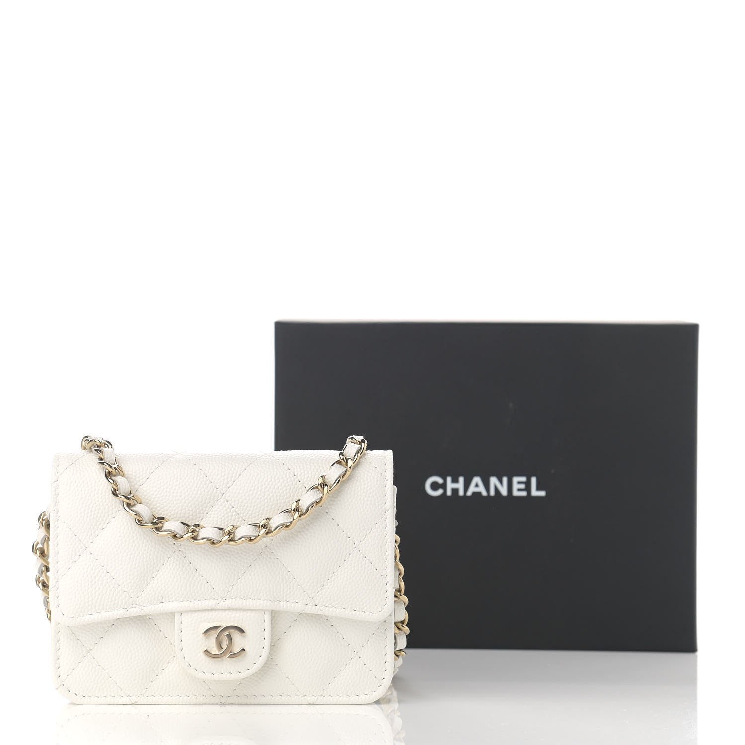 Chanel Caviar Quilted Mini Chain Bag White 12 of 12