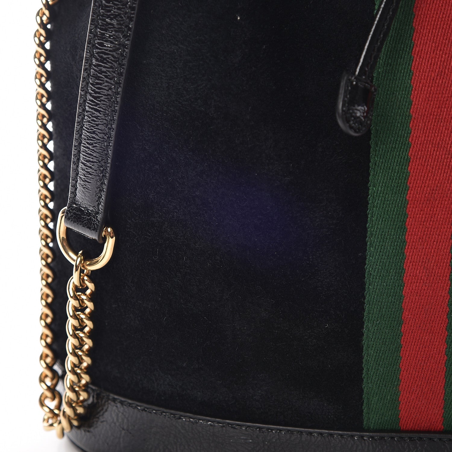 Gucci Suede Patent Web Medium Rajah Bucket Bag Black 12 of 16