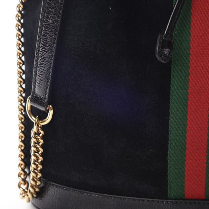 Gucci Suede Patent Web Medium Rajah Bucket Bag Black 12 of 16