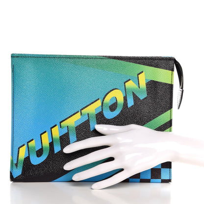 Louis Vuitton Damier Race Toiletry Pouch 26 Blue Vert 2 of 15