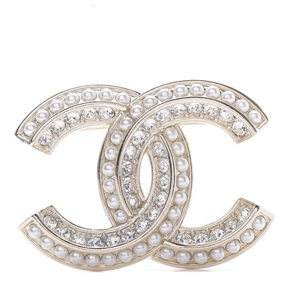Chanel Crystal Pearl Chain Mania CC Brooch Gold 1 of 5