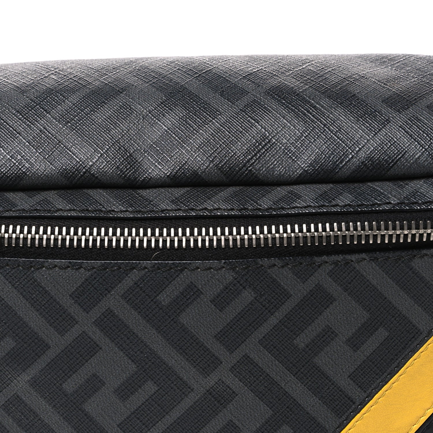 Fendi Glazed Fabric Vitello Liberty Century Logo FF 1974 Diagonal Belt Bag Black Sunflower 7 of 9