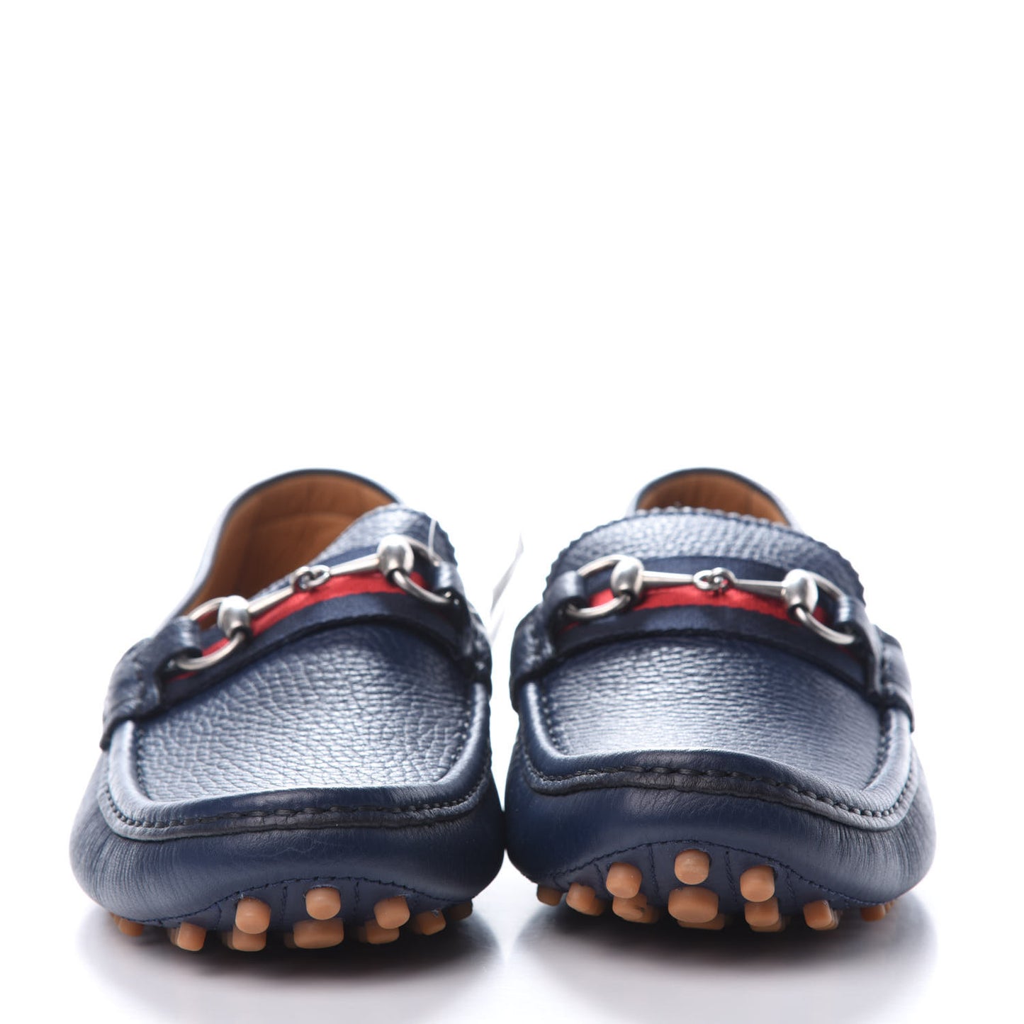 Road Calfskin Web Mens Horsebit Driver Loafers 8.5 Maritime