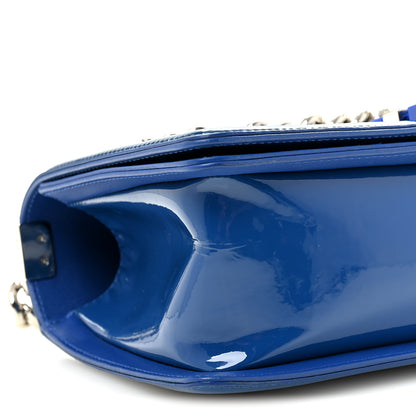 Chanel Patent Calfskin Quilted Medium Plexiglass Boy Flap Blue 9 of 11
