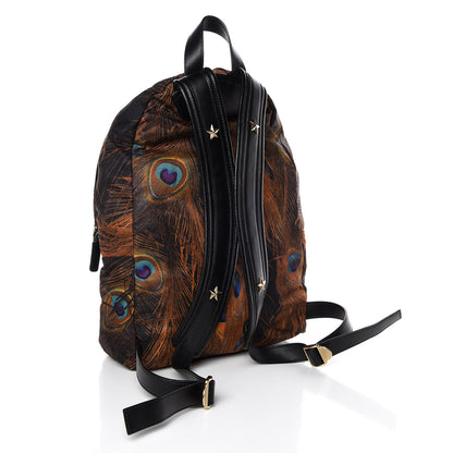 Givenchy Nylon Calfskin Peacock Print Backpack Brown 3 of 9