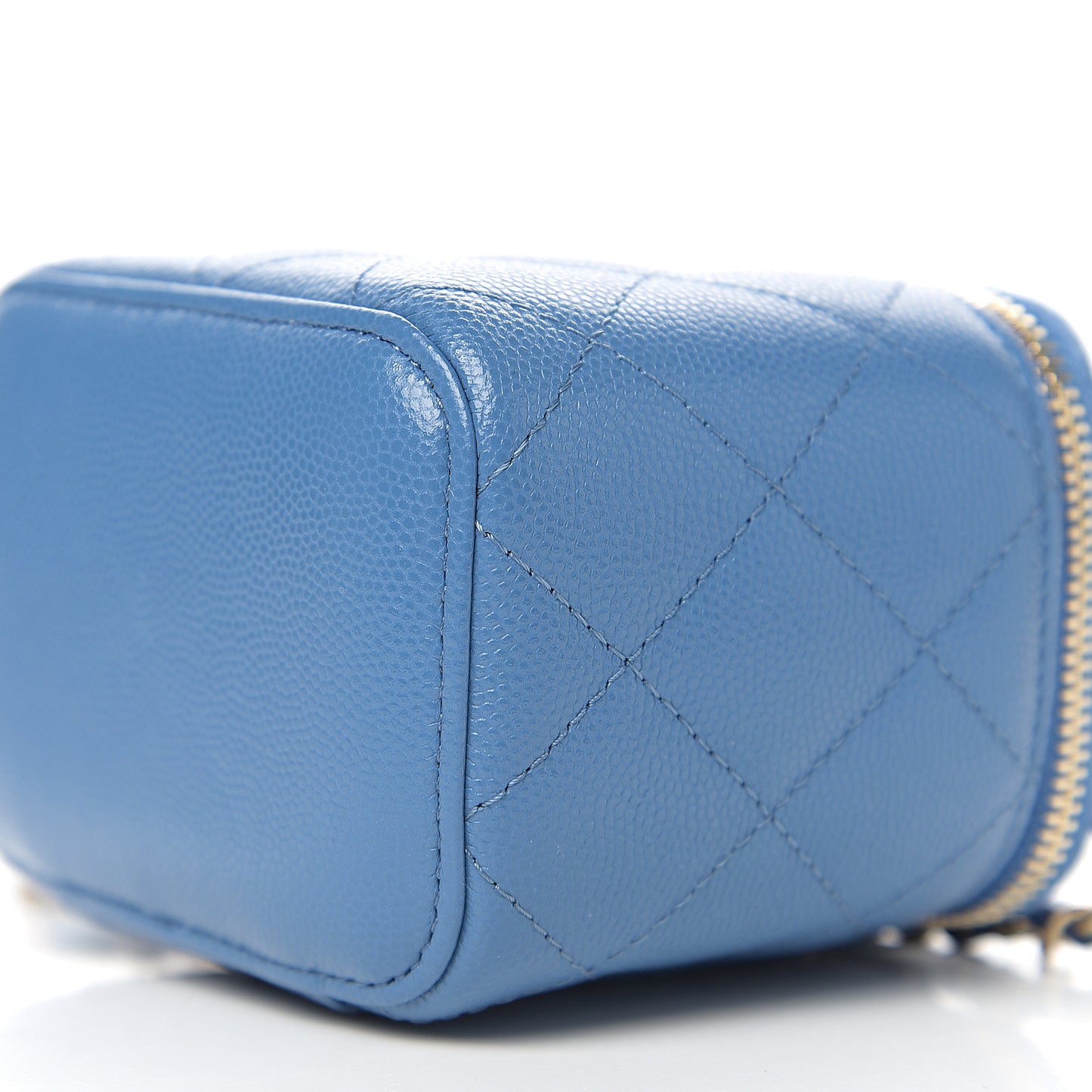 Caviar Quilted Mini Vanity Case With Chain Blue