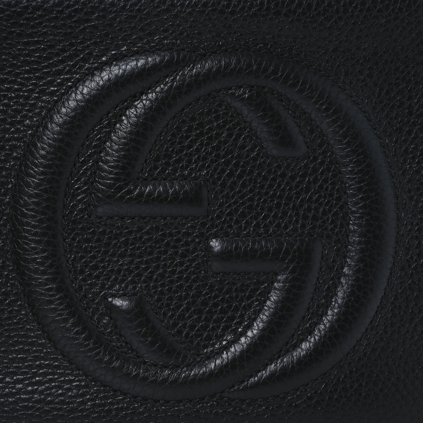 Pebbled Calfskin Small Soho Disco Bag Black