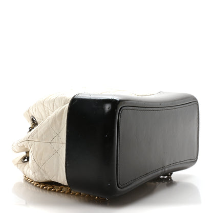 Chanel Aged Calfskin Quilted Small Gabrielle Backpack Black White 4 of 11