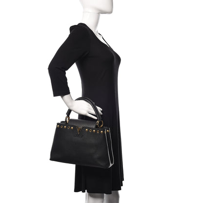 Louis Vuitton Taurillon Studded Capucines PM Black 2 of 10
