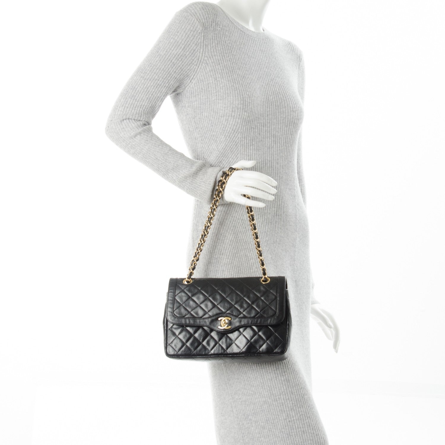 Chanel Lambskin Quilted Medium Double Flap Black 2 of 11