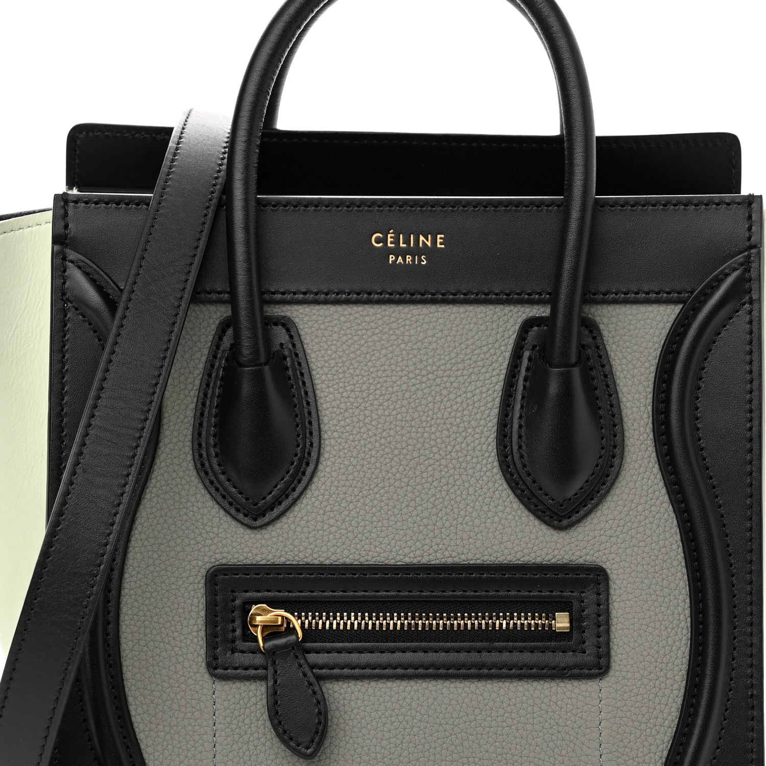 Celine Baby Grained Calfskin Nano Tri-Color Luggage Zinc Almond 8 of 13