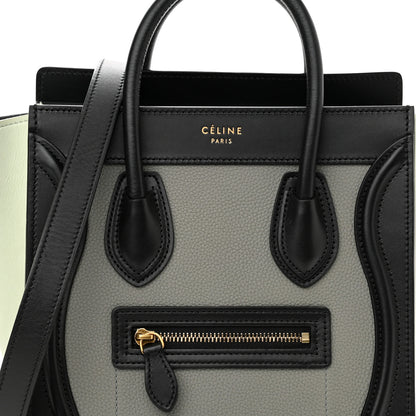 Celine Baby Grained Calfskin Nano Tri-Color Luggage Zinc Almond 8 of 13