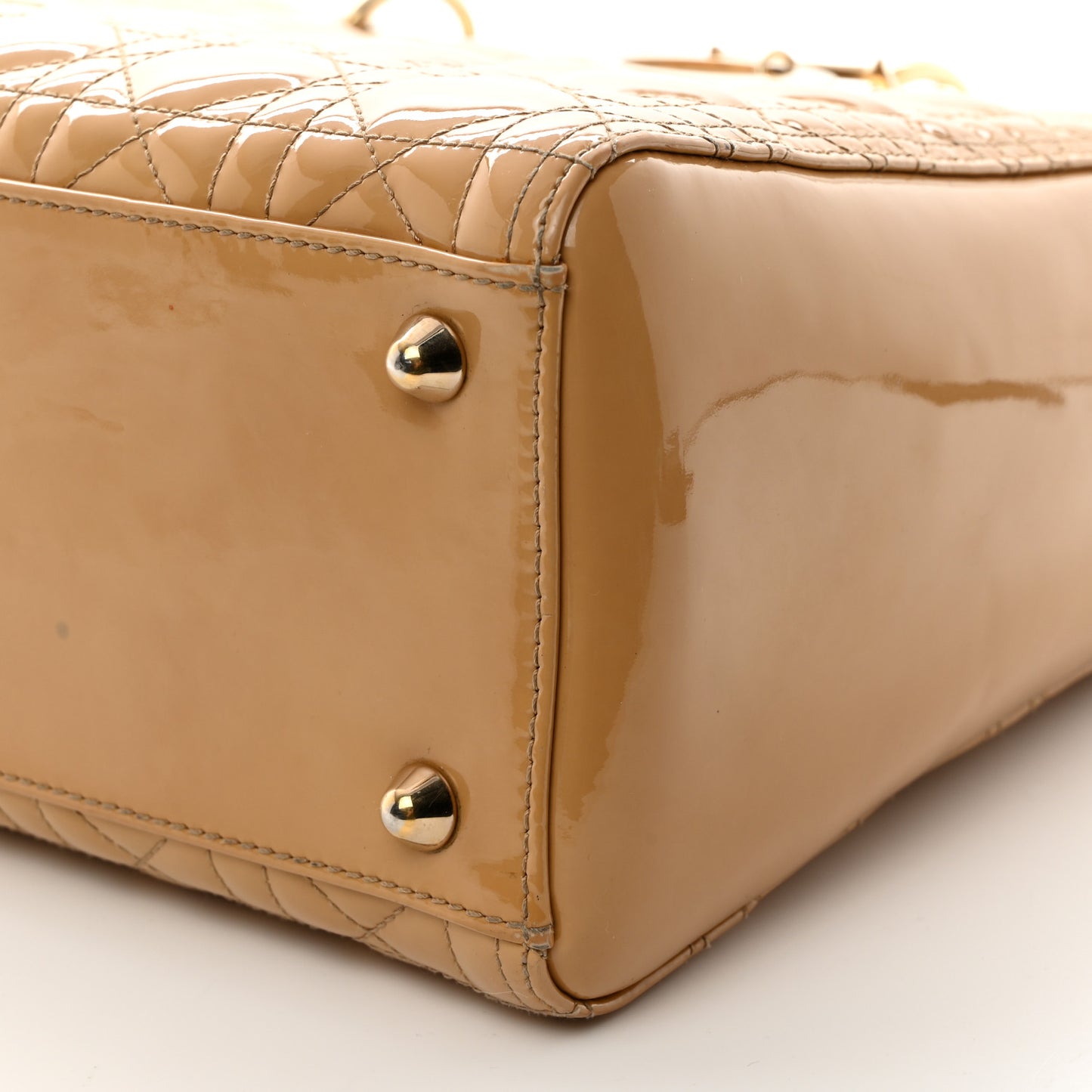 Patent Cannage Large Lady Dior Beige