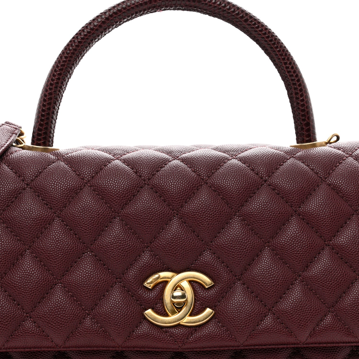 Chanel Caviar Lizard Quilted Medium Coco Handle Flap Burgundy 5 of 11