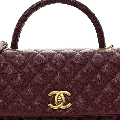 Chanel Caviar Lizard Quilted Medium Coco Handle Flap Burgundy 5 of 11