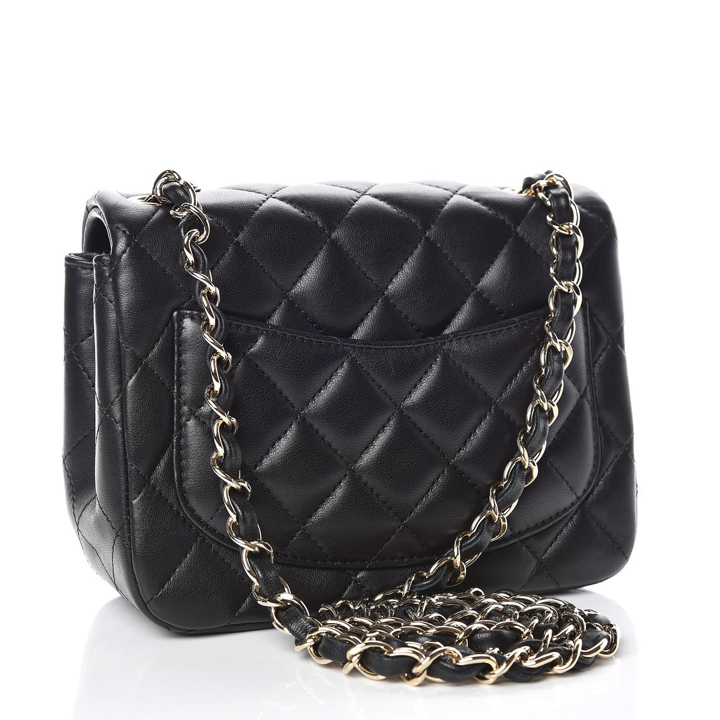 Lambskin Quilted Mini Square Flap Black