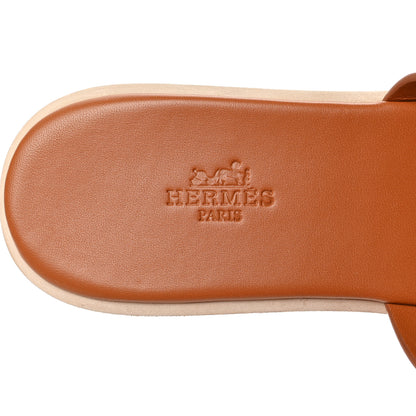 Hermes Calfskin Cork Eze 30 Sandals 39 Marron Glaise 7 of 9