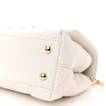 Chanel Caviar Quilted Mini Coco Chain Handle Flap White 10 of 11
