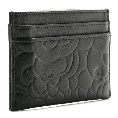 Chanel Lambskin Camellia Stitched Card Holder Black 3 of 8