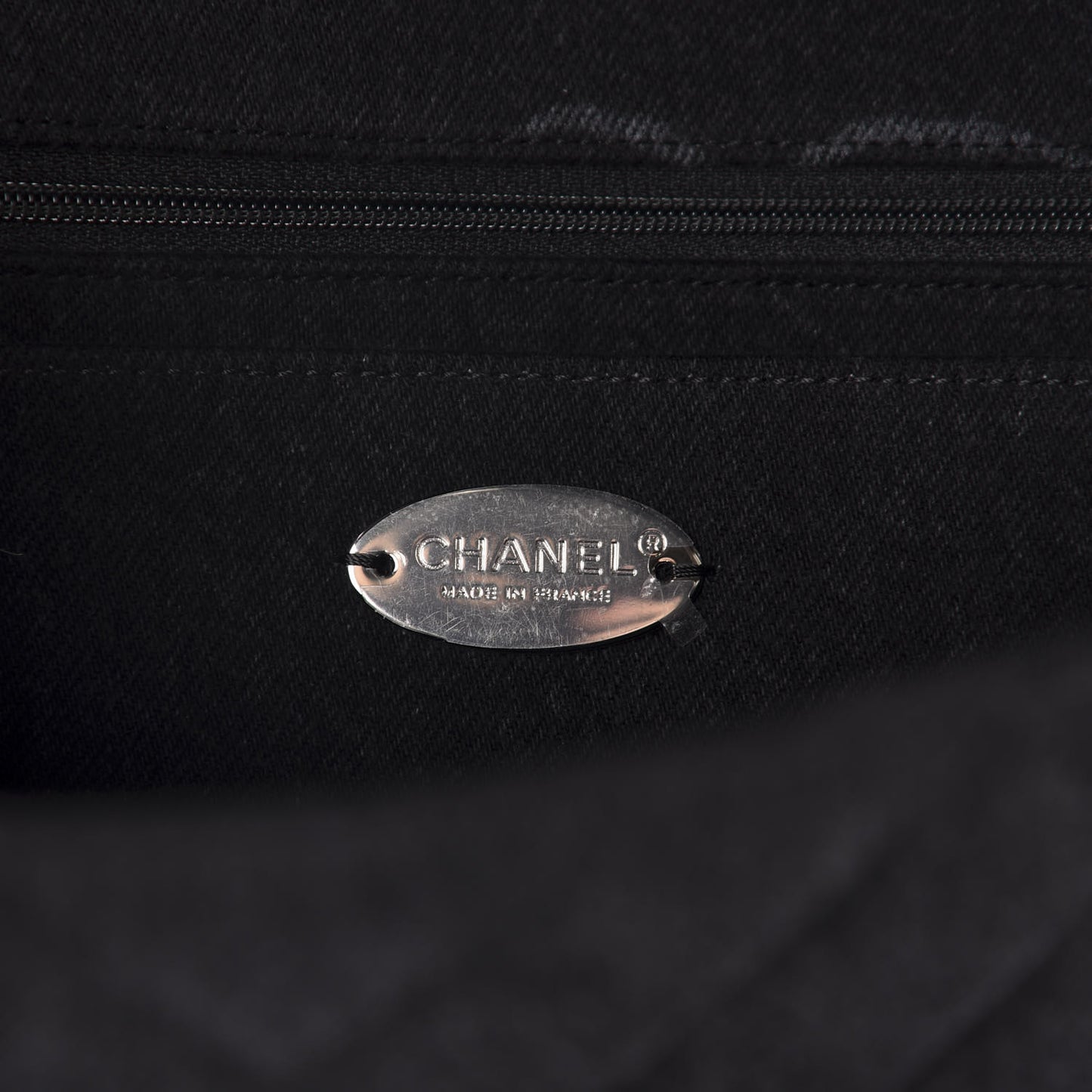 Denim Quilted CC Print Jumbo Single Flap Black