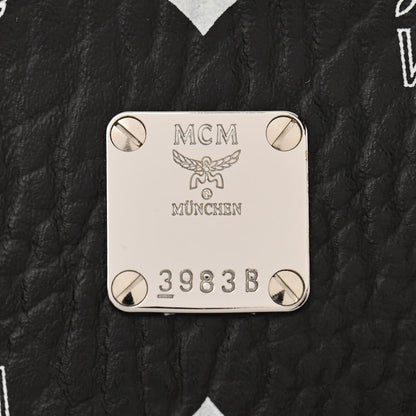 MCM Visetos Medium Anya Zip Top Shopper Tote Black 6 of 10