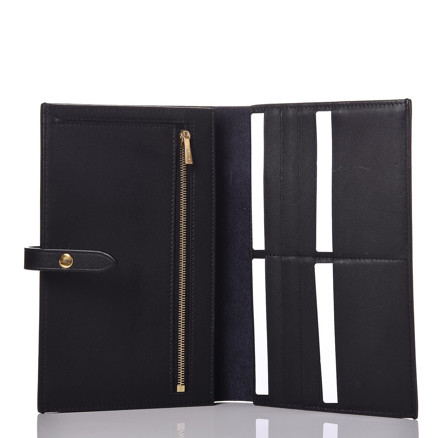 Celine Shiny Smooth Calfskin Large Multifunction V Shape Wallet Navy Black 5 of 9