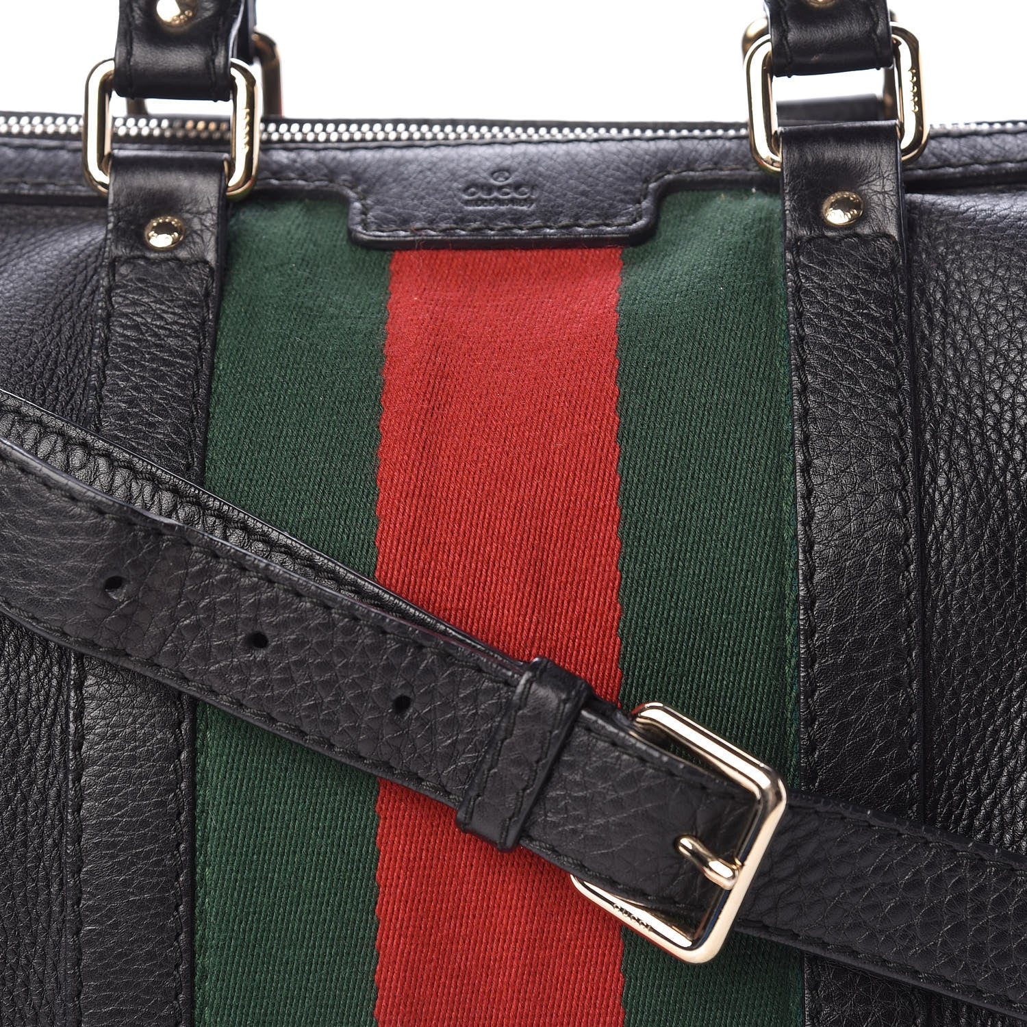 Gucci Calfskin Vintage Web Medium Boston Black 8 of 19