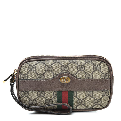 Gucci GG Supreme Monogram Ophidia Phone Case Wristlet Brown 1 of 10
