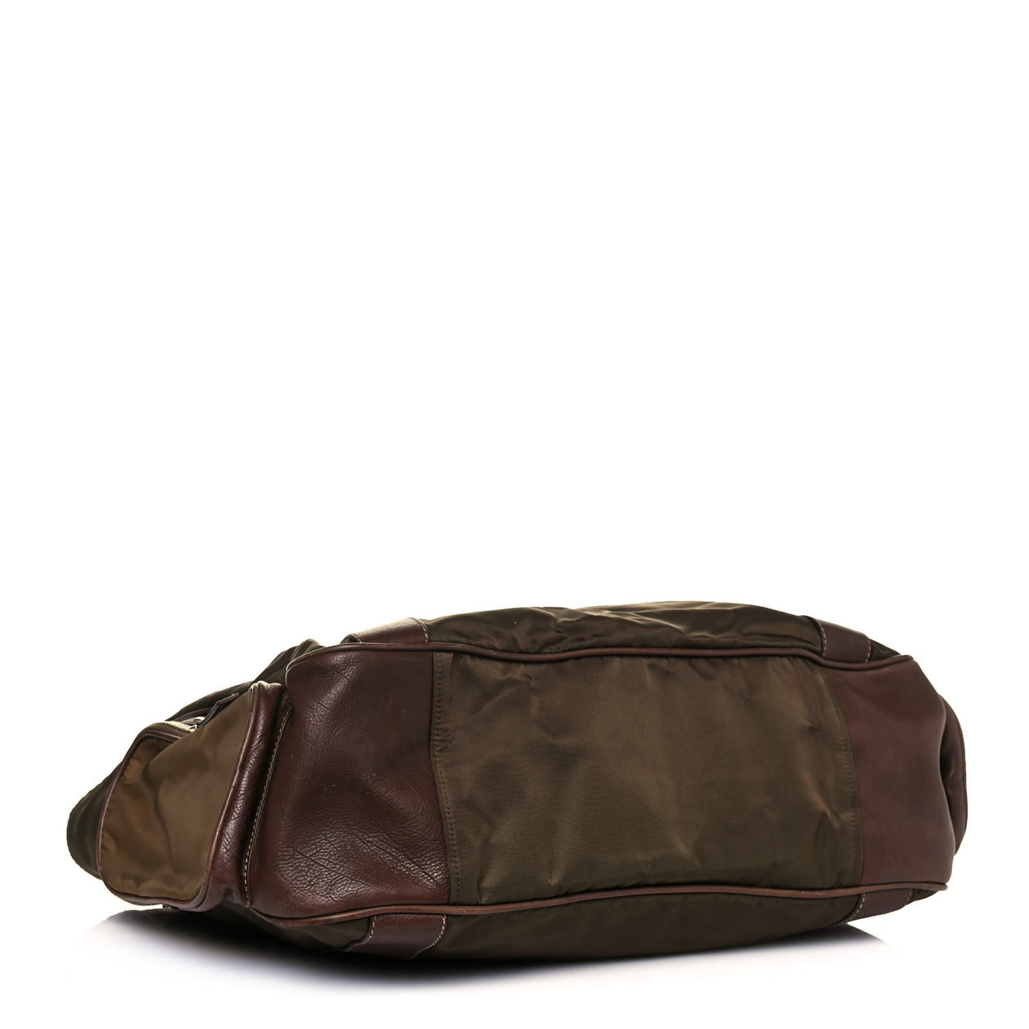 Tessuto Nylon Soft Calfskin Shoulder Bag Brown