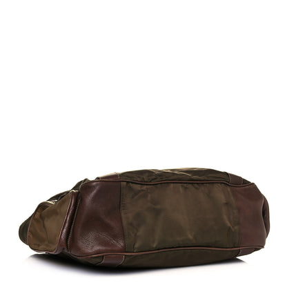 Prada Tessuto Nylon Soft Calfskin Shoulder Bag Brown 3 of 16