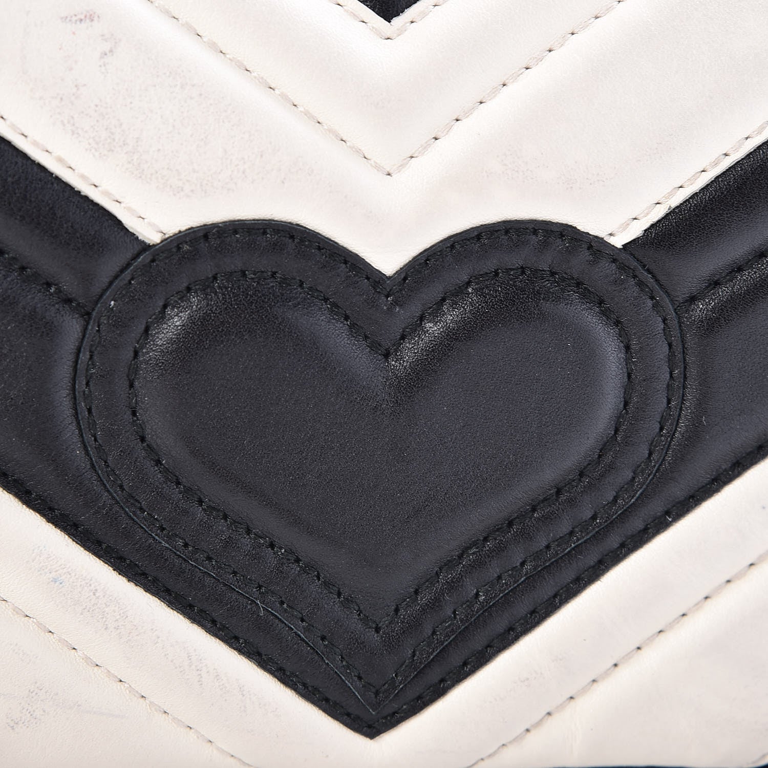 Gucci Calfskin Matelasse Super Mini GG Marmont Shoulder Bag Black White 12 of 14