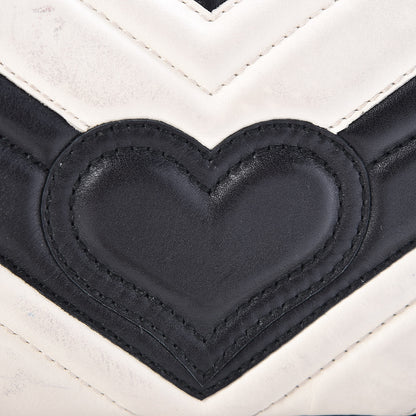 Gucci Calfskin Matelasse Super Mini GG Marmont Shoulder Bag Black White 12 of 14