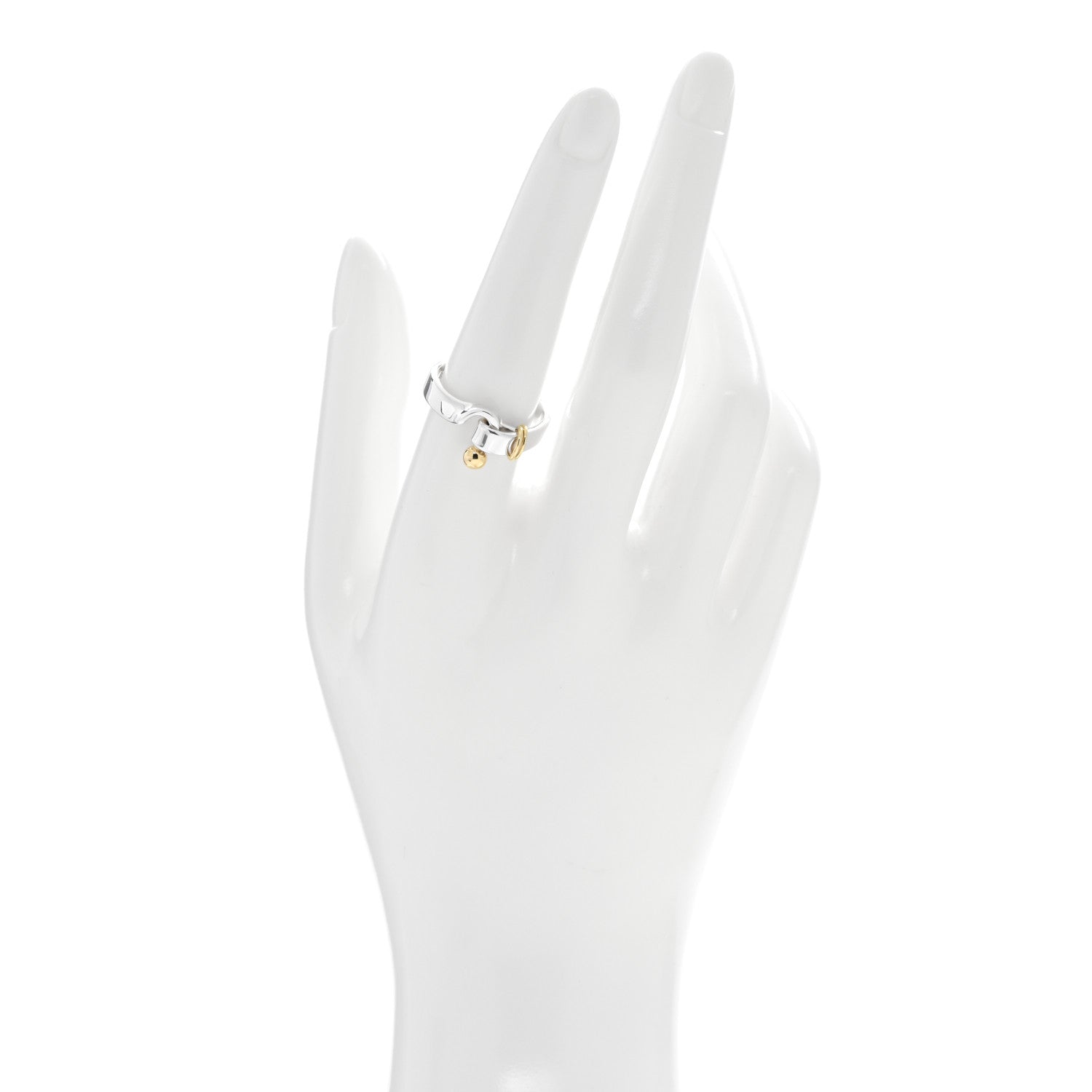 Tiffany Sterling Silver 18K Yellow Gold Hook Ring 57 8 2 of 4