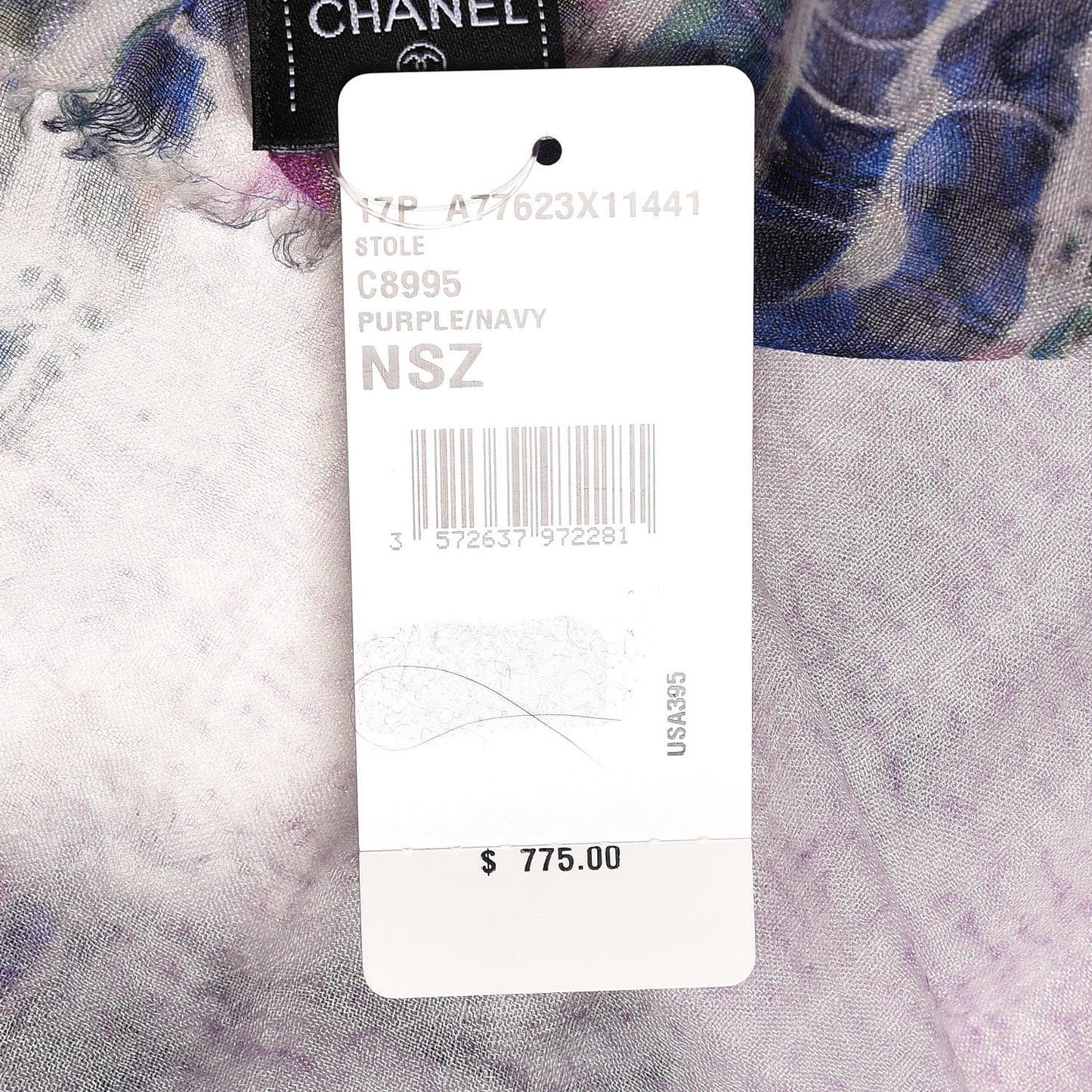 Cashmere Silk CC Scarf Purple Navy