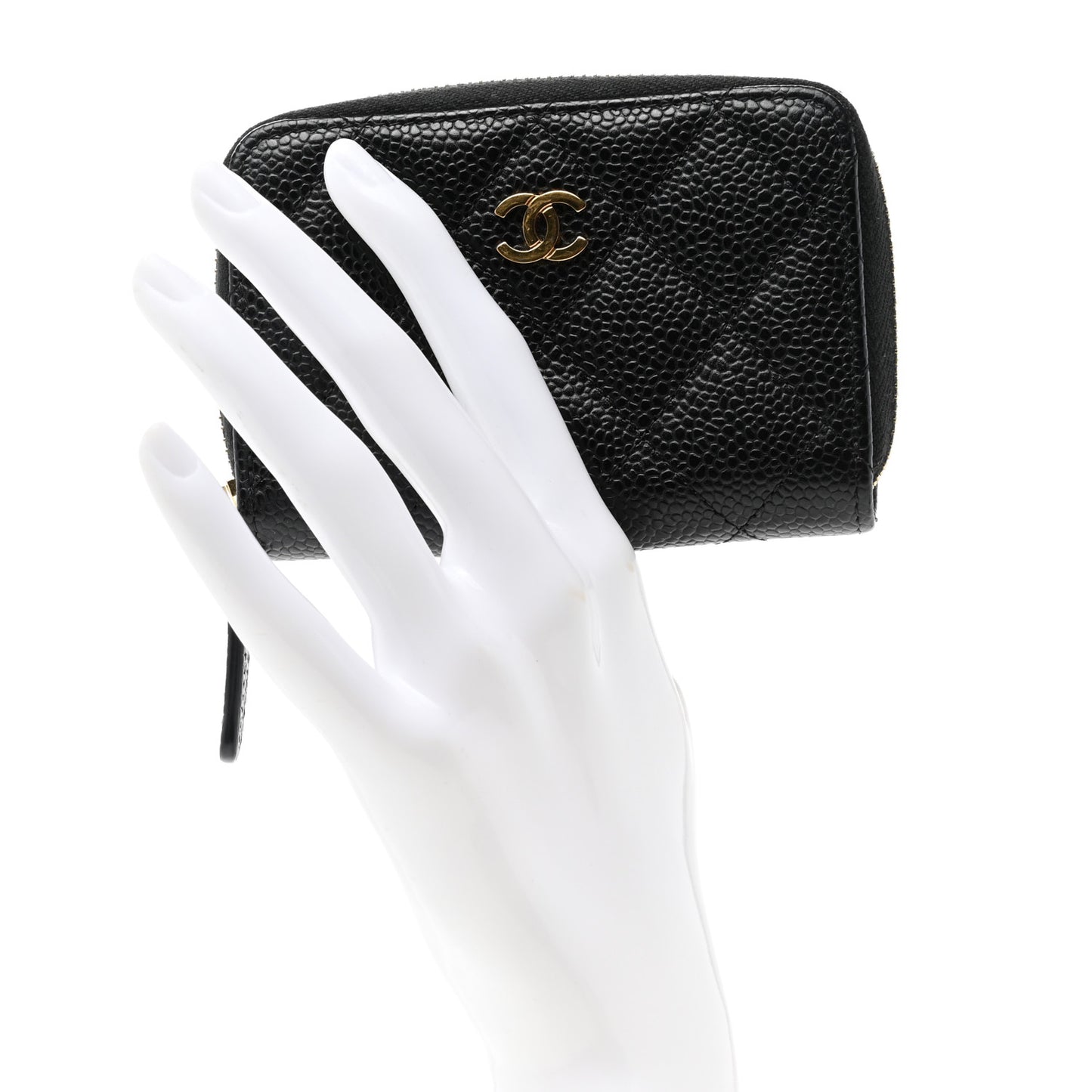 Caviar Quilted Classic Zipped Coin Purse Black