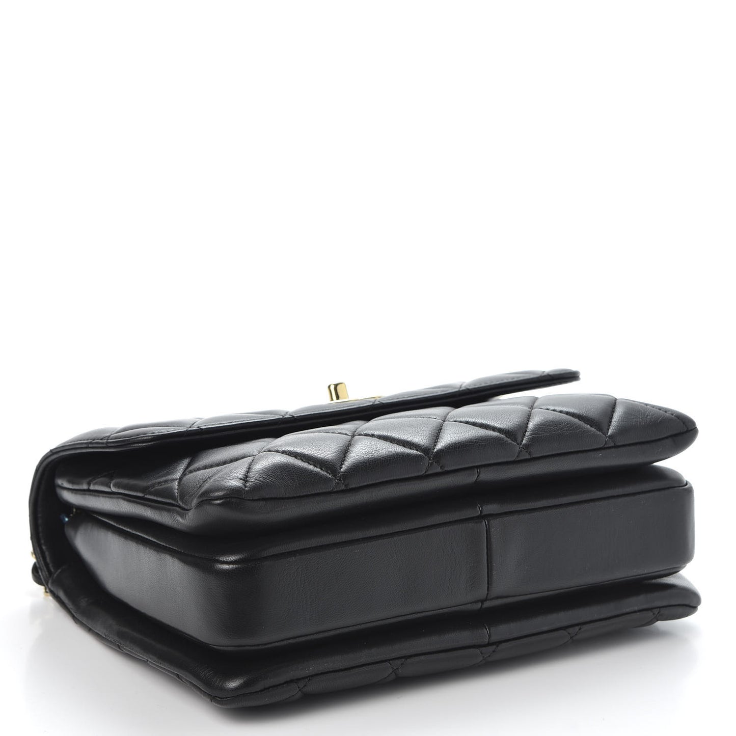 Lambskin Quilted Small Trendy CC Dual Handle Flap Bag Black