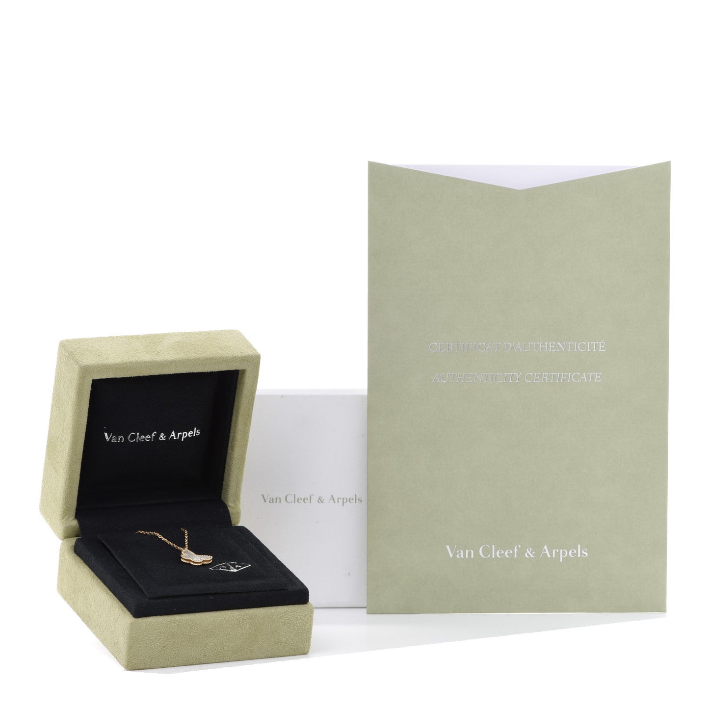 18K Yellow Gold Mother of Pearl Sweet Alhambra Butterfly Pendant Necklace