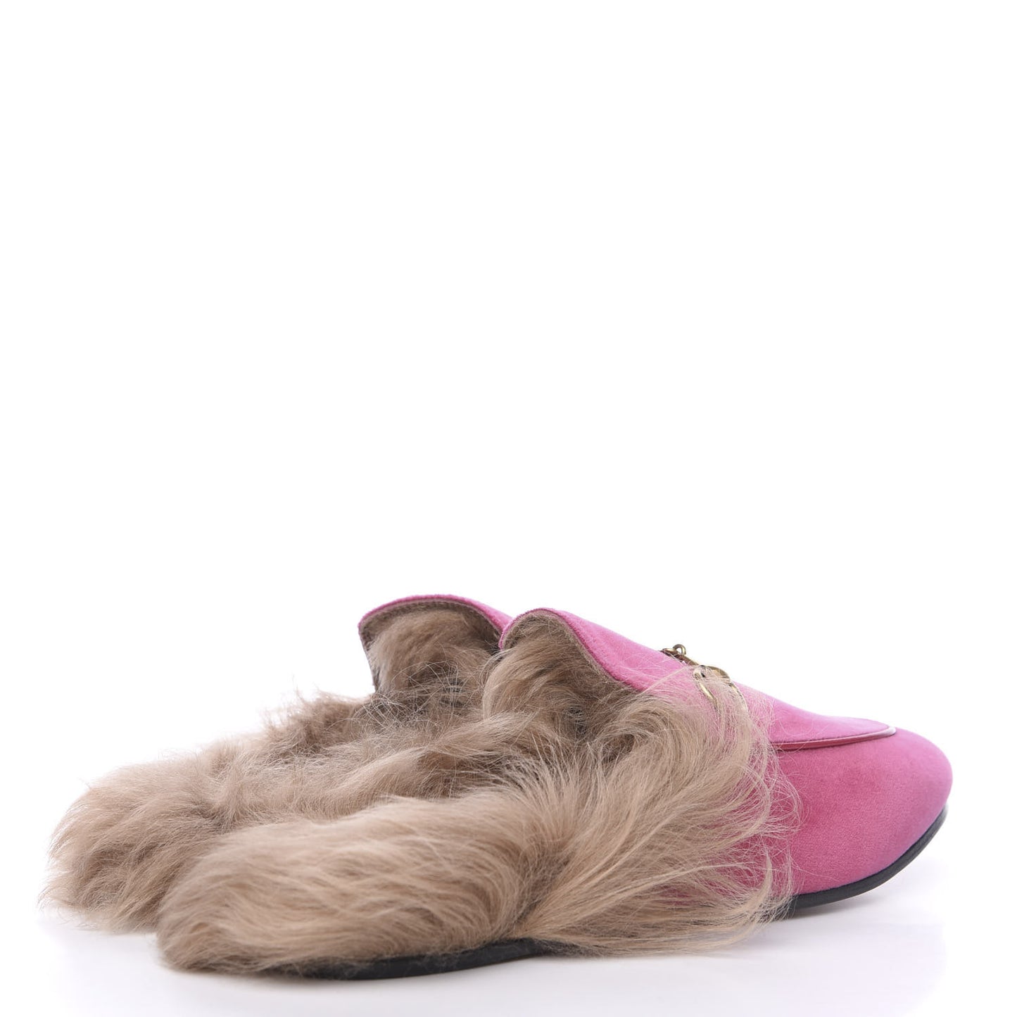 Velvet Fur Womens Princetown Slippers 36.5 Raspberry Rose