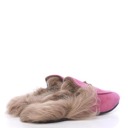 Gucci Velvet Fur Womens Princetown Slippers 36.5 Raspberry Rose 4 of 8