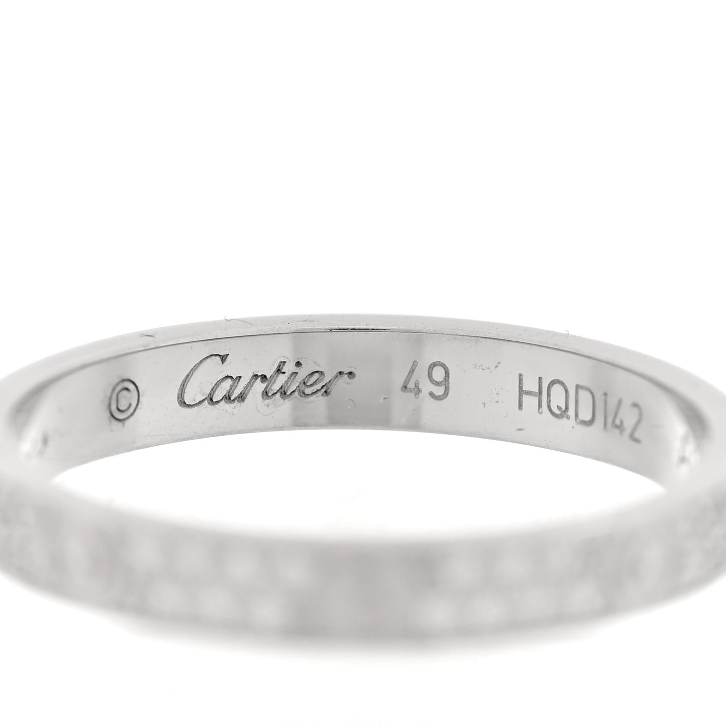 18K White Gold Diamond 2.6mm LOVE Paved Band Ring 49 4.75