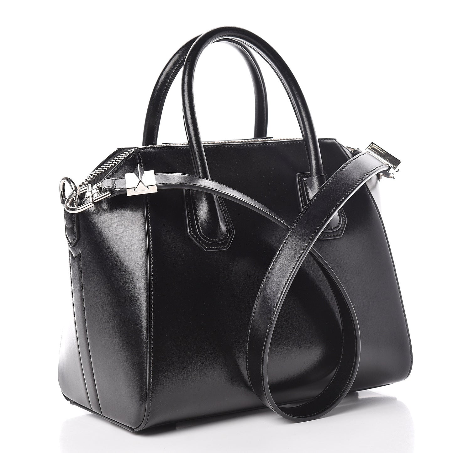 Shiny Lord Calfskin Small Antigona Black