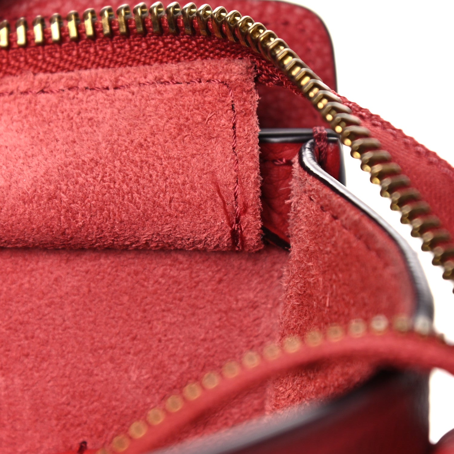 Celine Drummed Calfskin Nano Luggage Red 13 of 27