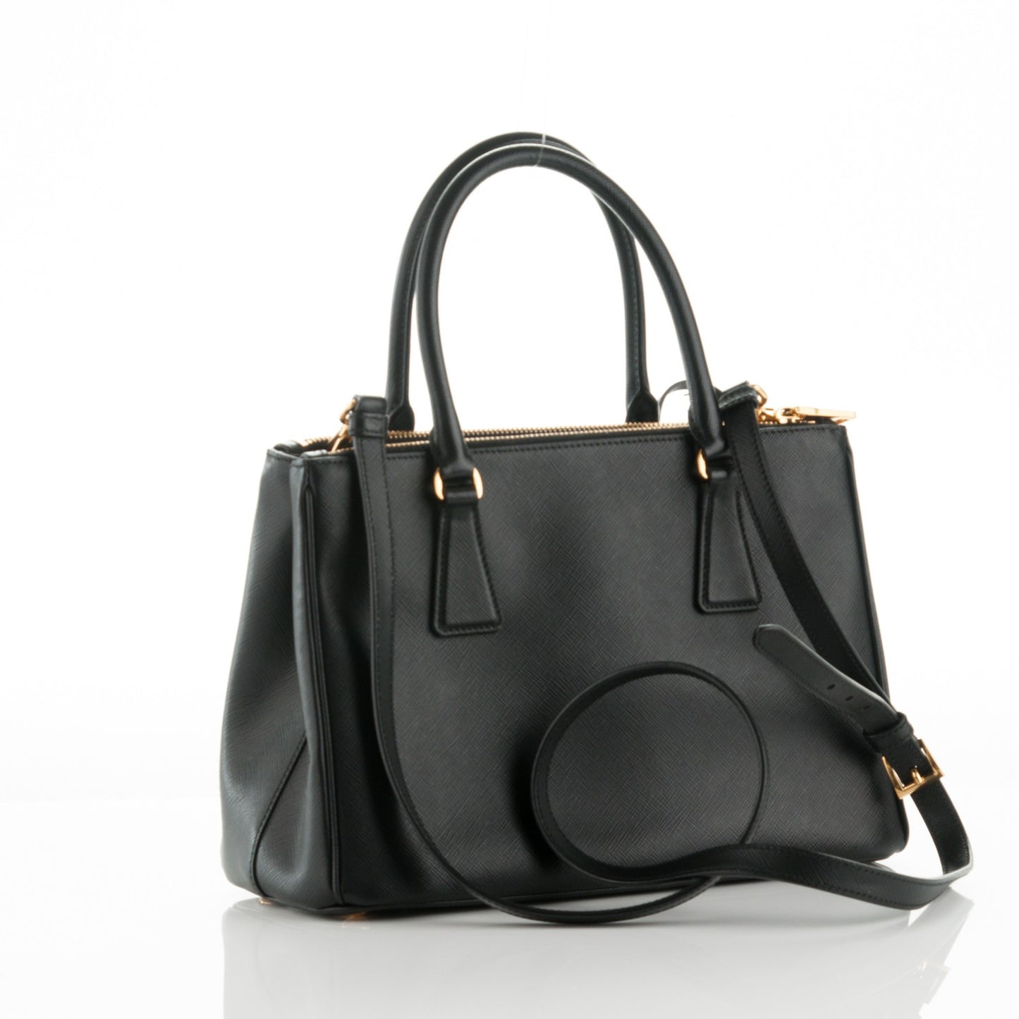 Saffiano Small Galleria Double Zip Tote Black
