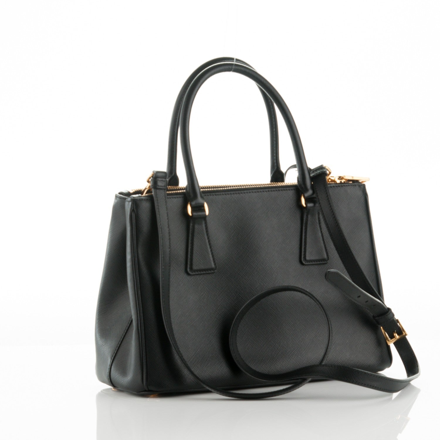 Prada Saffiano Small Galleria Double Zip Tote Black 4 of 9