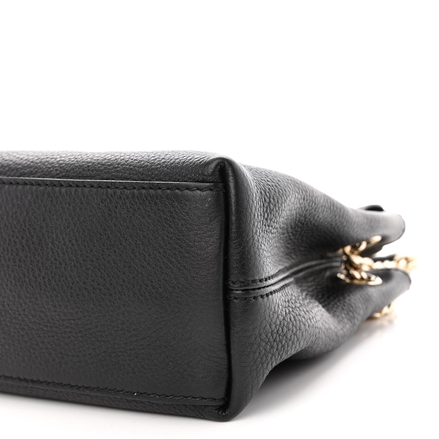Pebbled Calfskin Small Soho Chain Shoulder Bag Black