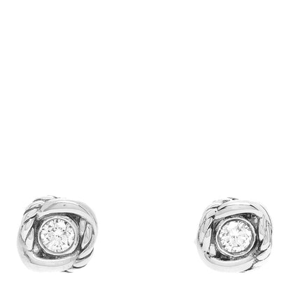 David Yurman Sterling Silver Diamond 7mm Infinity Stud Earrings 1 of 5