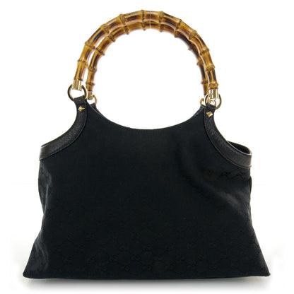 Gucci Monogram Bamboo Handle Bag Black 1 of 8