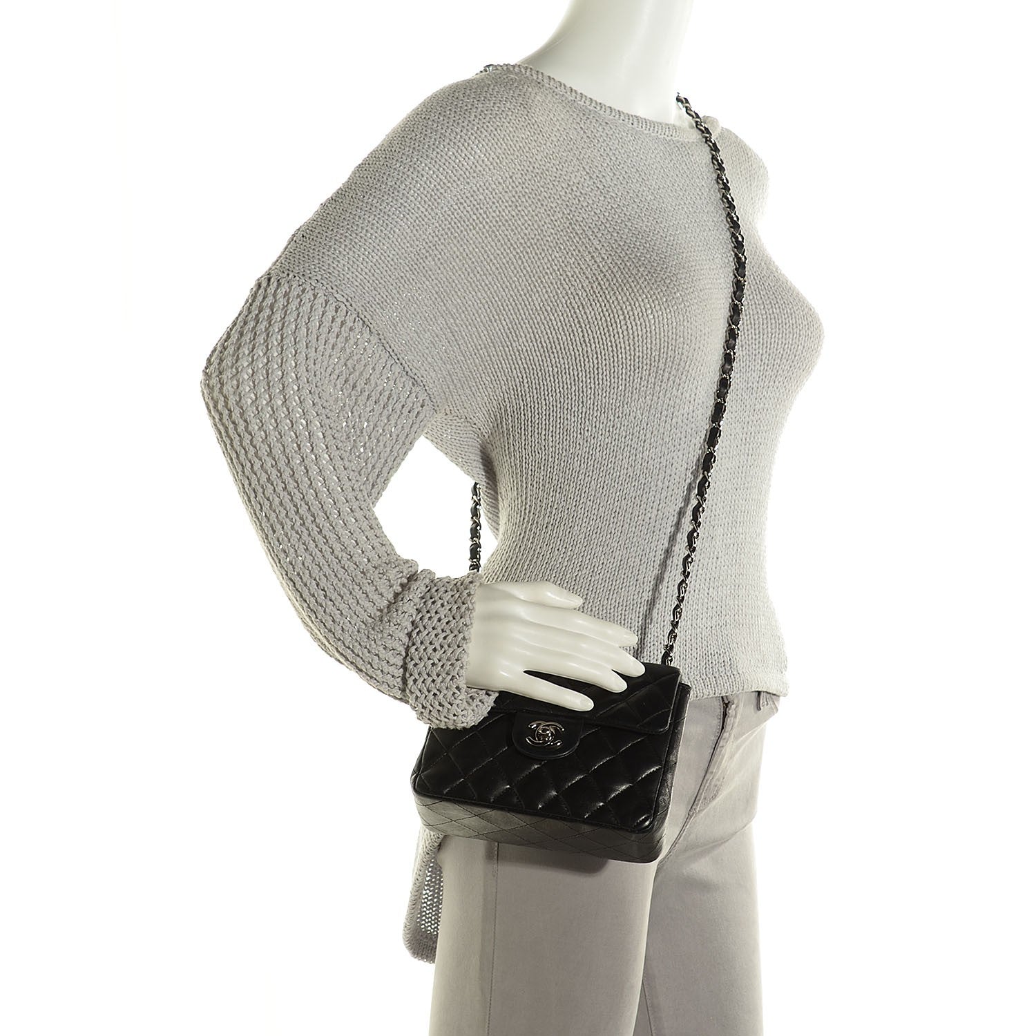 Chanel Lambskin Quilted Mini Square Flap Black 2 of 8