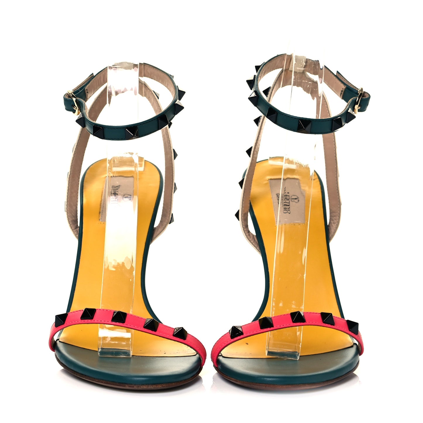 Calfskin Rockstud Ankle Strap 100mm Sandals 36 Multicolor