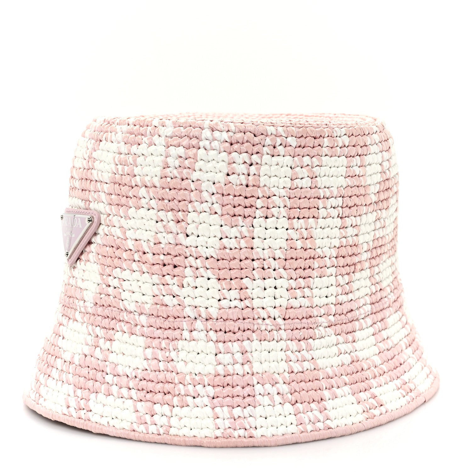 Prada Yarn Raffia Effect Crochet Triangle Bucket Hat S Alabastro 1 of 8